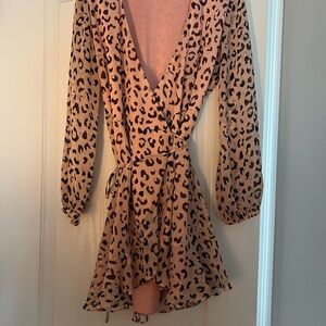 All in Favor Animal Print Long Sleeve Dress